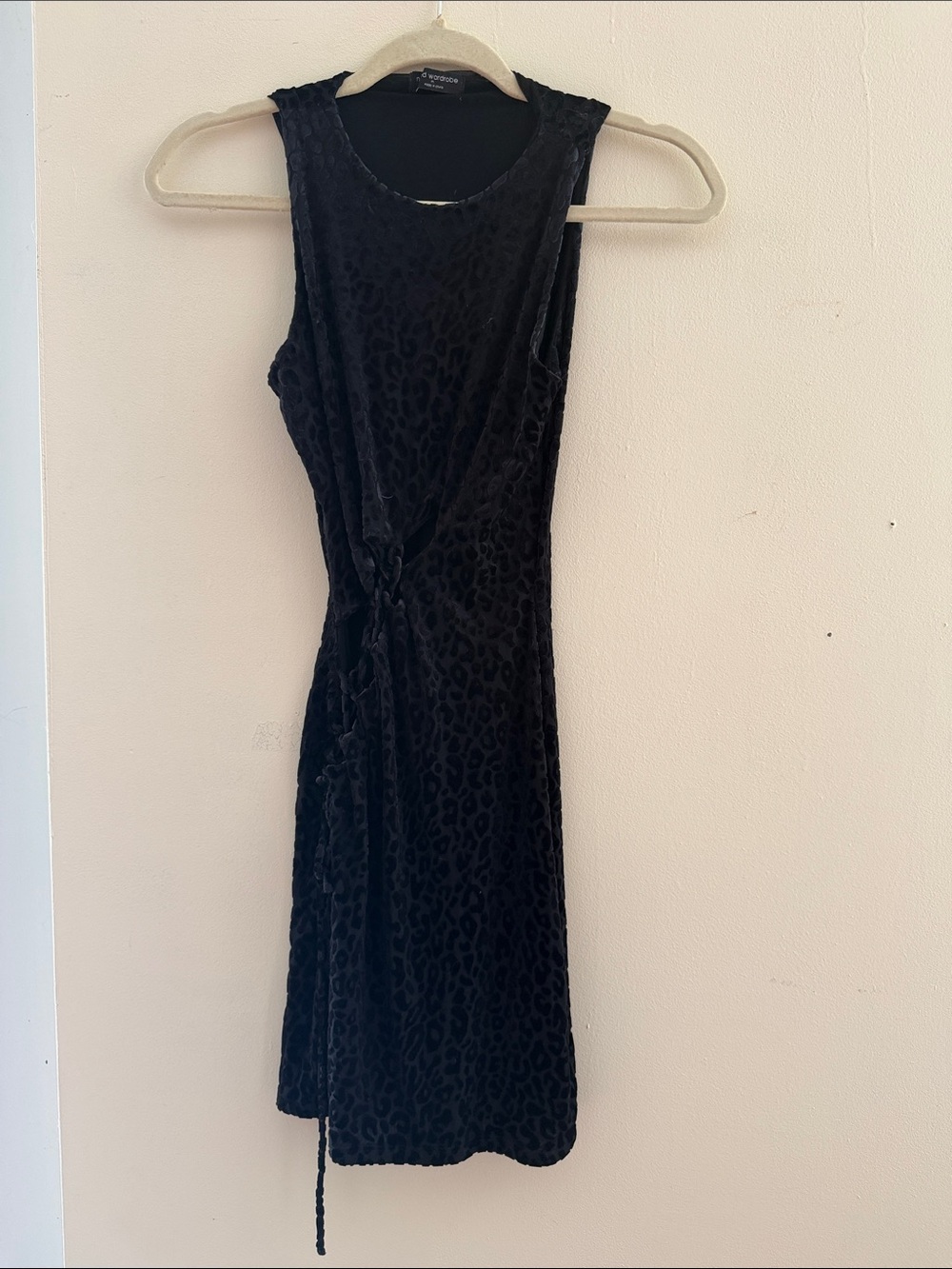 naked wardrobe Black Velvet Leopard-Texture Midi Dress